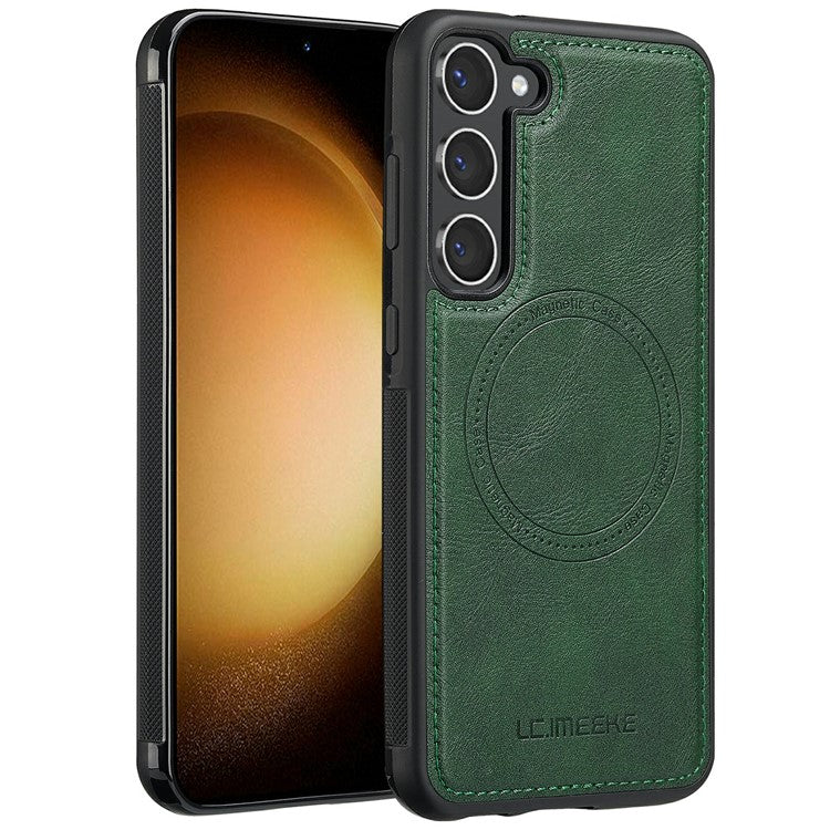 LC.IMEEKE For Samsung Galaxy S23 Magnetic Case Compatible with MagSafe Leather TPU Back Cover - Green