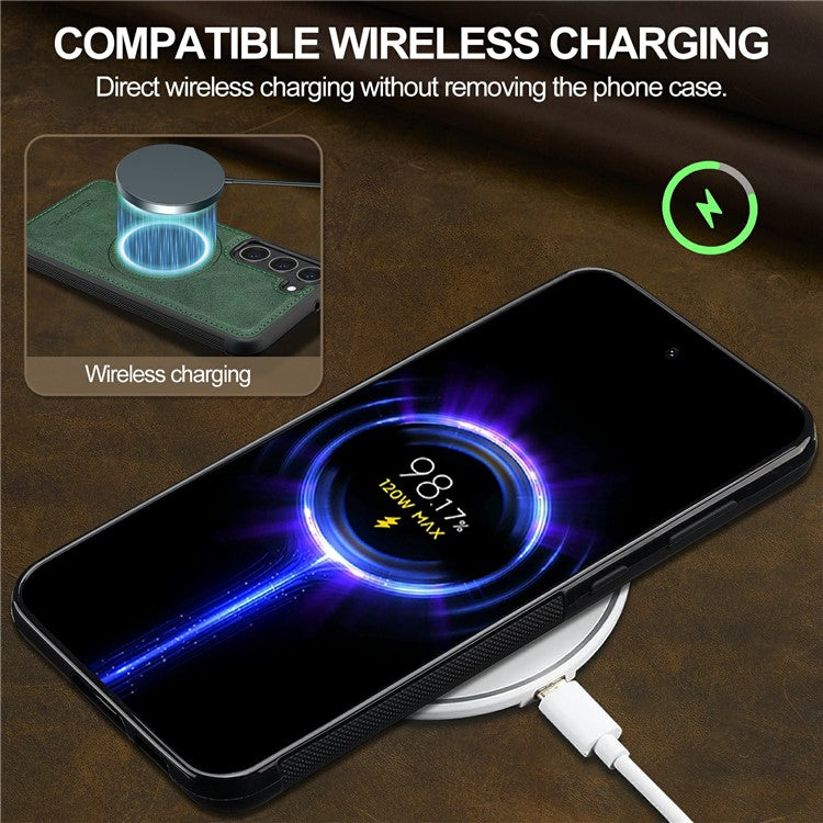 LC.IMEEKE For Samsung Galaxy S23 Magnetic Case Compatible with MagSafe Leather TPU Back Cover - Green