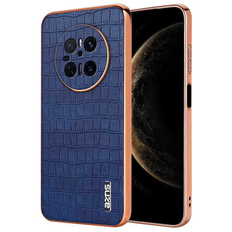 AZNS For Huawei Mate 70 Case Electroplating Crocodile Texture PU+TPU Phone Cover - Blue