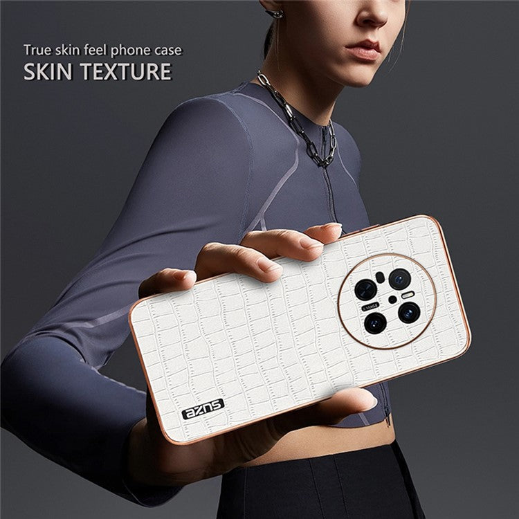 AZNS For Huawei Mate 70 Case Electroplating Crocodile Texture PU+TPU Phone Cover - Blue