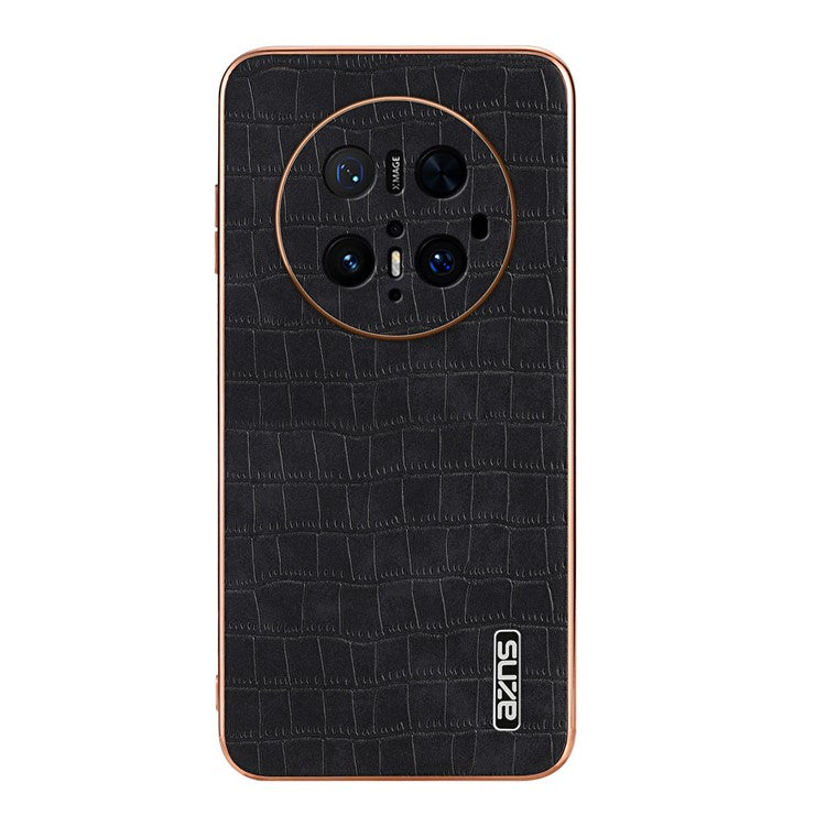 AZNS For Huawei Mate 70 Pro / 70 Pro+ Case Electroplating Crocodile Texture PU + TPU Phone Cover - Black
