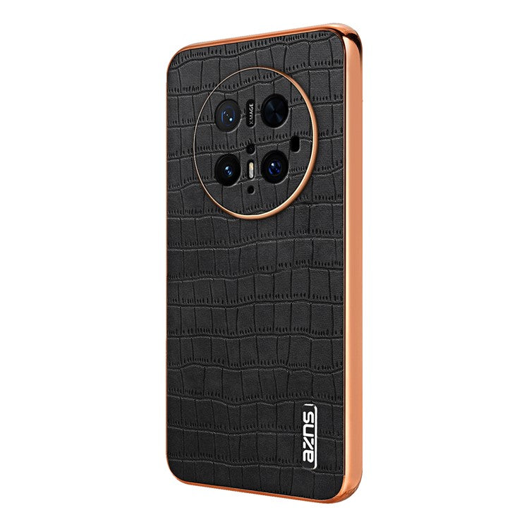 AZNS For Huawei Mate 70 Pro / 70 Pro+ Case Electroplating Crocodile Texture PU + TPU Phone Cover - Black