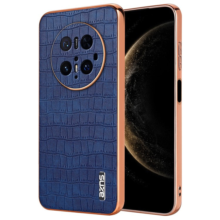 AZNS For Huawei Mate 70 Pro / 70 Pro+ Case Electroplating Crocodile Texture PU + TPU Phone Cover - Blue
