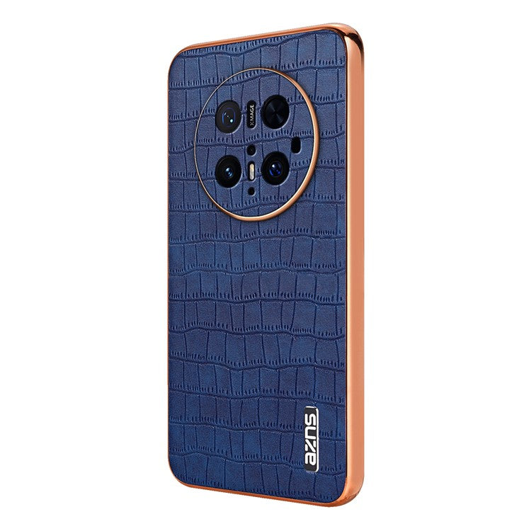AZNS For Huawei Mate 70 Pro / 70 Pro+ Case Electroplating Crocodile Texture PU + TPU Phone Cover - Blue