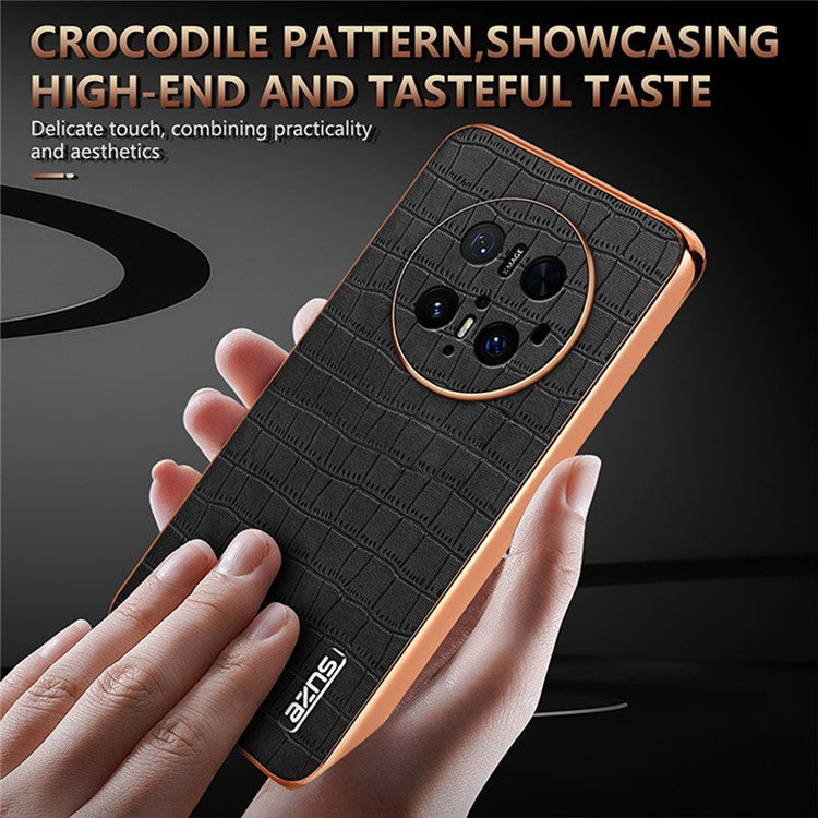 AZNS For Huawei Mate 70 Pro / 70 Pro+ Case Electroplating Crocodile Texture PU + TPU Phone Cover - Blue