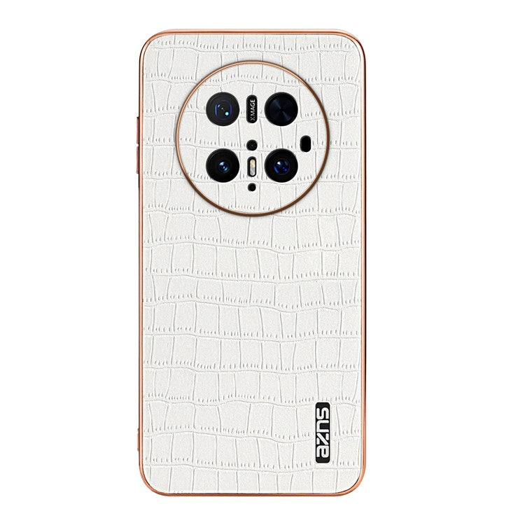 AZNS For Huawei Mate 70 Pro / 70 Pro+ Case Electroplating Crocodile Texture PU + TPU Phone Cover - White