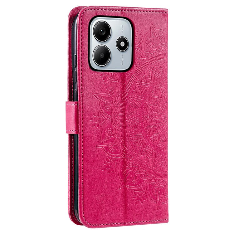 For Xiaomi Redmi Note 14 5G Case Imprinted Totem PU Leather Wallet Stand Phone Cover - Rose
