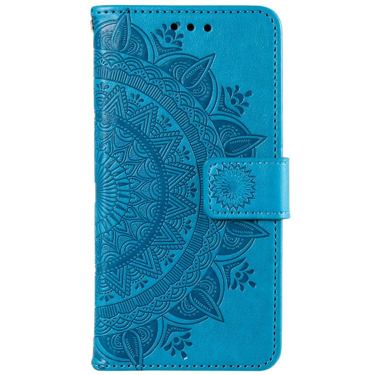 For Xiaomi Redmi Note 14 5G Case Imprinted Totem PU Leather Wallet Stand Phone Cover - Blue