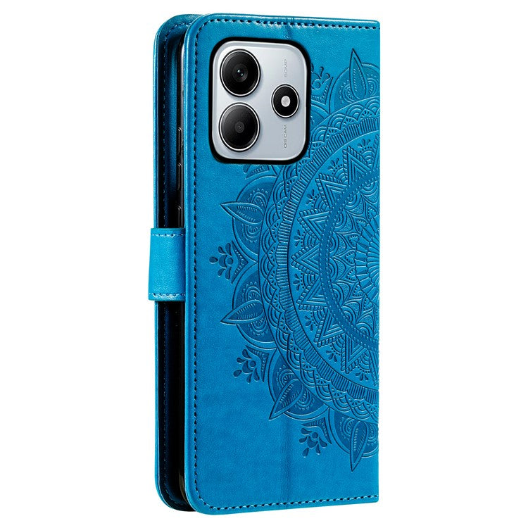 For Xiaomi Redmi Note 14 5G Case Imprinted Totem PU Leather Wallet Stand Phone Cover - Blue