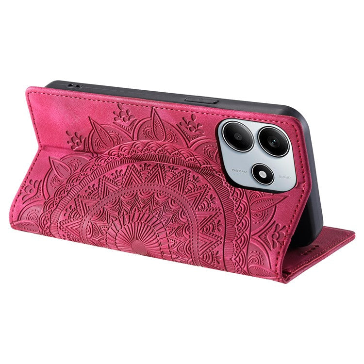 Style-010 For Xiaomi Redmi Note 14 5G Case Magnetic Closing Leather Phone Cover Pattern Imprinted - Rose
