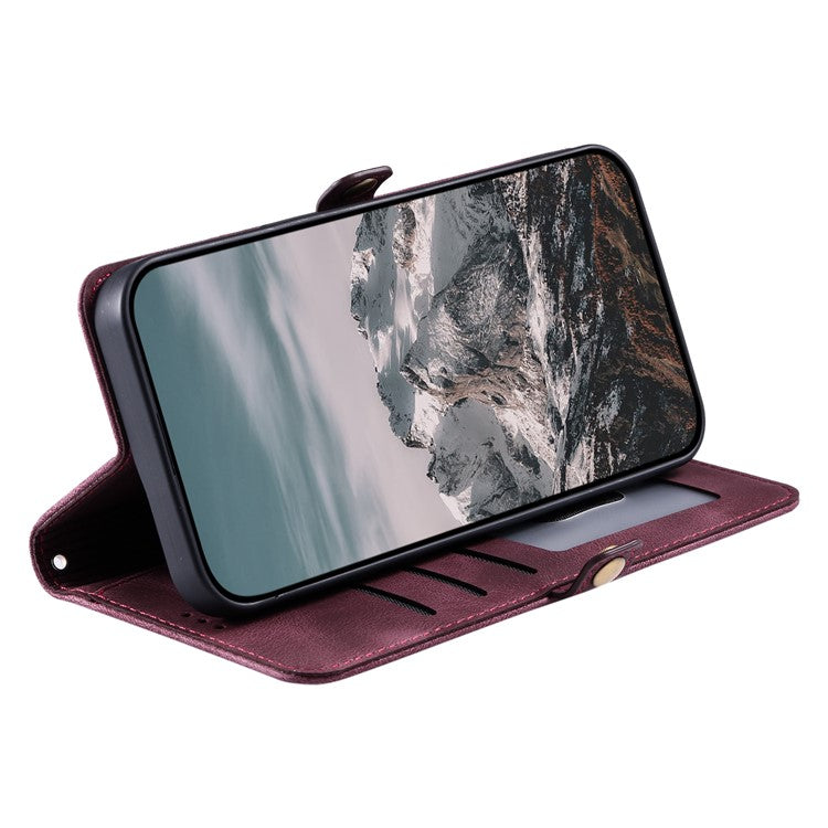 Style 016 For Xiaomi Redmi Note 14 5G Case Skin Feel Totem Imprinted Wallet Leather Phone Cover - Wine Red