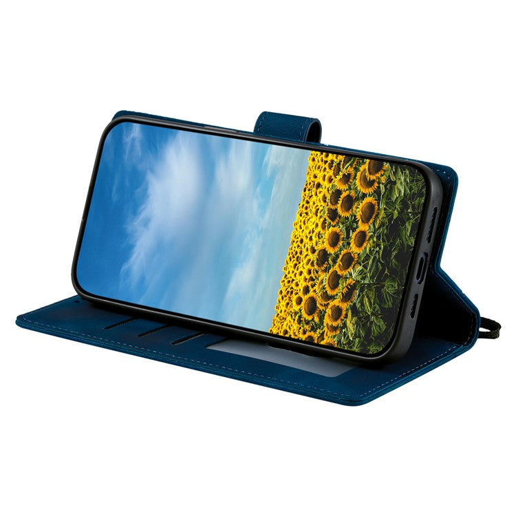 Style 018 For Xiaomi Redmi Note 14 5G Case Imprinted Totem Skin Feel Wallet Leather Phone Cover - Blue