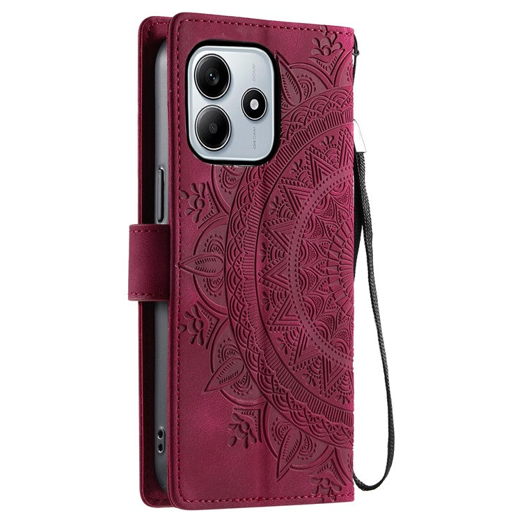 Style 018 For Xiaomi Redmi Note 14 5G Case Imprinted Totem Skin Feel Wallet Leather Phone Cover - Rose
