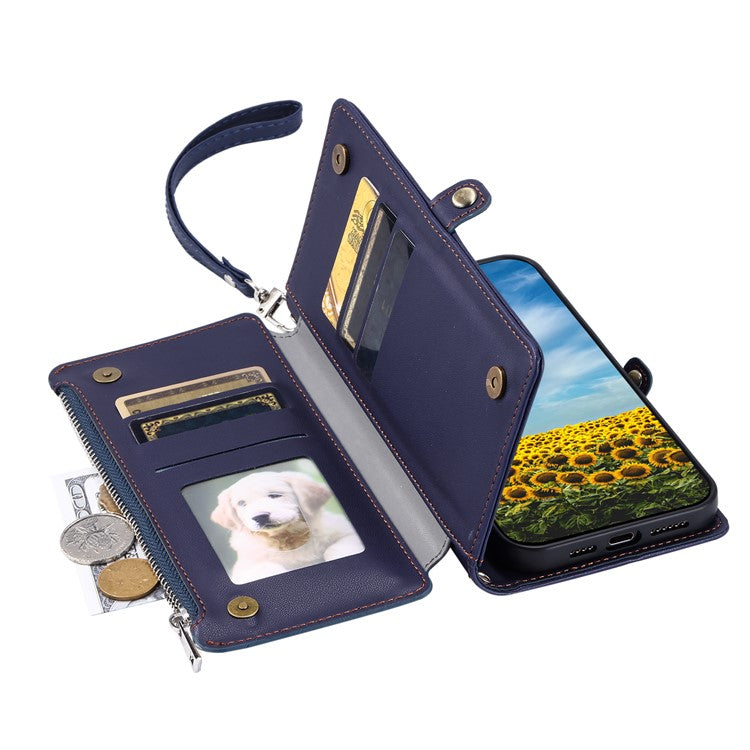 015 Style For Xiaomi Redmi Note 14 5G Case TPU+PU Leather Wallet Phone Cover with Straps - Blue