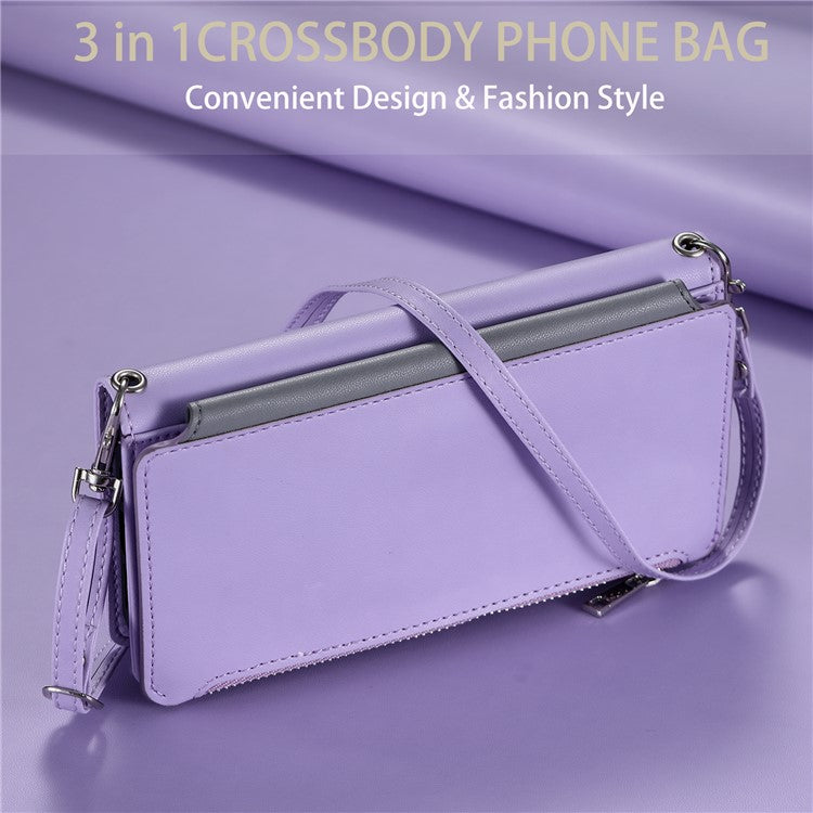 015 Style For Xiaomi Redmi Note 14 5G Case TPU+PU Leather Wallet Phone Cover with Straps - Purple