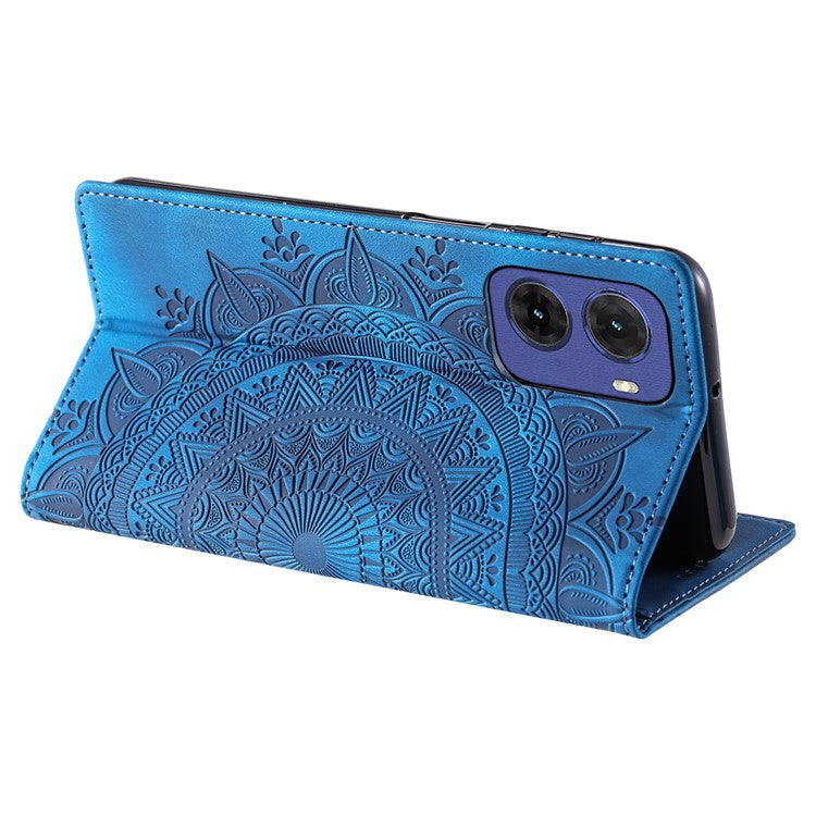 Style-010 For Motorola Moto G05 4G Case Magnetic Closing Leather Phone Cover Pattern Imprinted - Blue