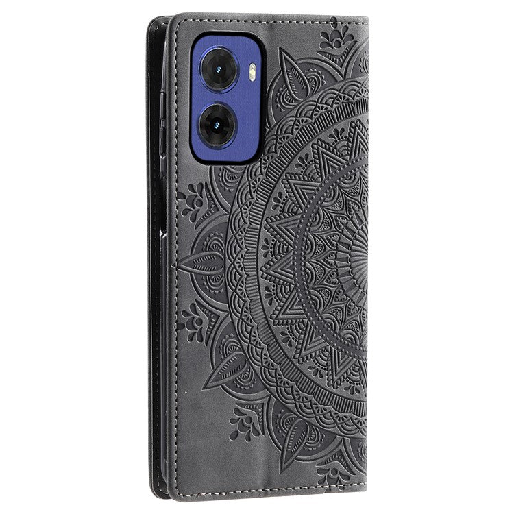 Style-010 For Motorola Moto G05 4G Case Magnetic Closing Leather Phone Cover Pattern Imprinted - Grey