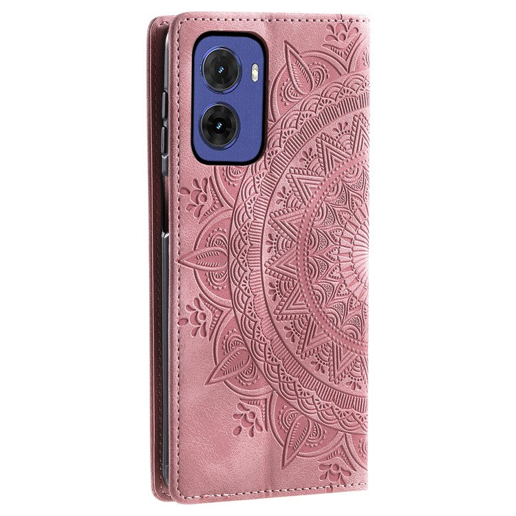 Style-010 For Motorola Moto G05 4G Case Magnetic Closing Leather Phone Cover Pattern Imprinted - Rose Gold