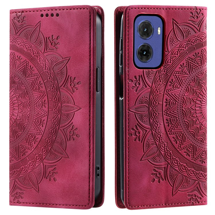 Style-010 For Motorola Moto G05 4G Case Magnetic Closing Leather Phone Cover Pattern Imprinted - Rose