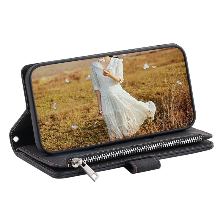 Style 005 For Motorola Moto G05 4G Wallet Case Rhombus Stitching Line PU Leather Phone Cover - Black