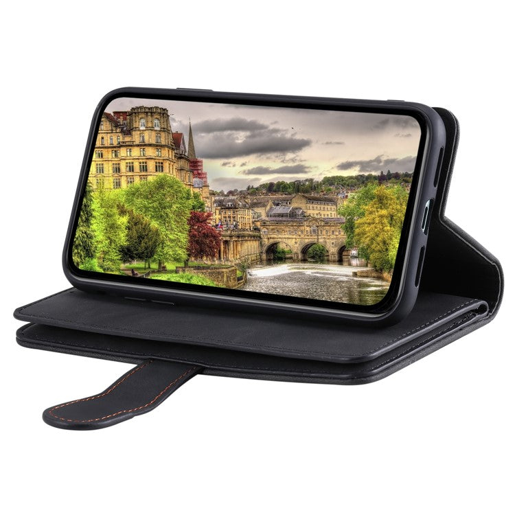 For Motorola Moto G05 4G Case PU Leather Phone Cover with Zipper Wallet 9 Card Slots - Black