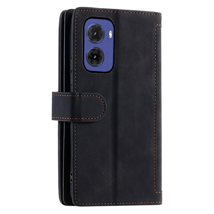 For Motorola Moto G05 4G Case PU Leather Phone Cover with Zipper Wallet 9 Card Slots - Black