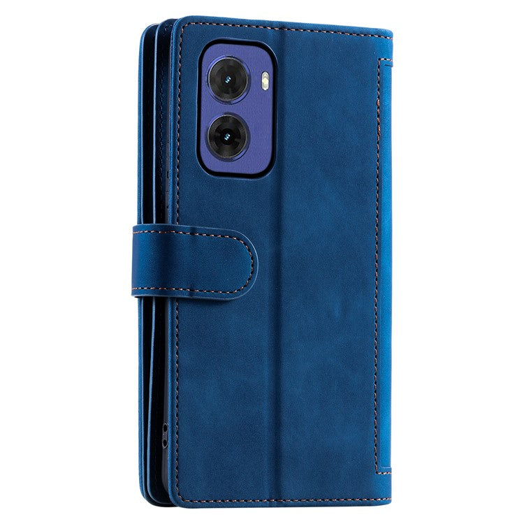 For Motorola Moto G05 4G Case PU Leather Phone Cover with Zipper Wallet 9 Card Slots - Blue