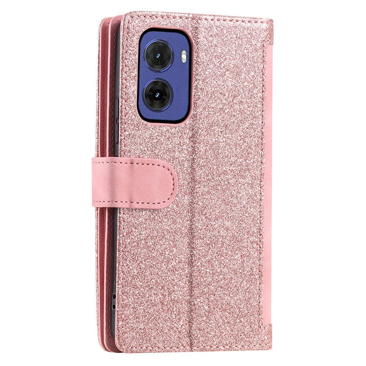 For Motorola Moto G05 4G Case PU Leather Phone Cover with Zipper Wallet 9 Card Slots - Rose Gold