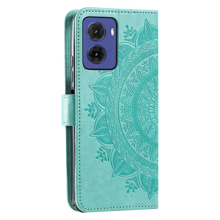 For Motorola Moto G05 4G Case Imprinted Totem PU Leather Wallet Stand Phone Cover - Mint Green
