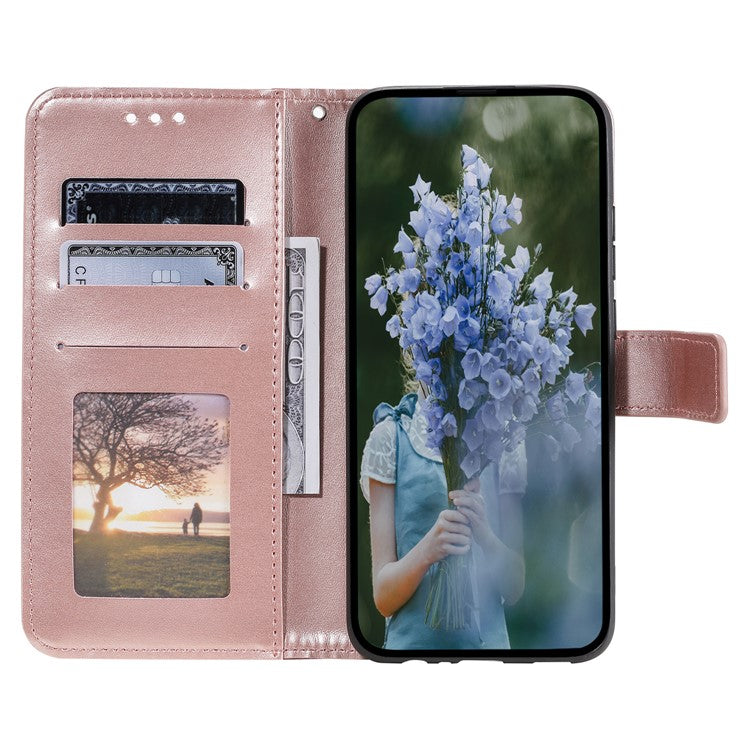 For Motorola Moto G05 4G Case Imprinted Totem PU Leather Wallet Stand Phone Cover - Rose Gold