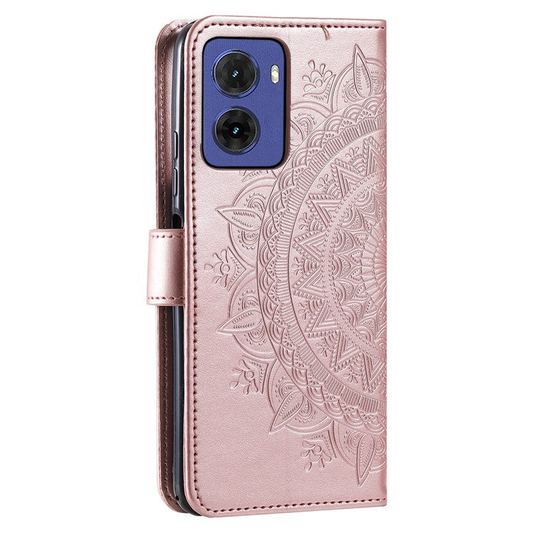 For Motorola Moto G05 4G Case Imprinted Totem PU Leather Wallet Stand Phone Cover - Rose Gold
