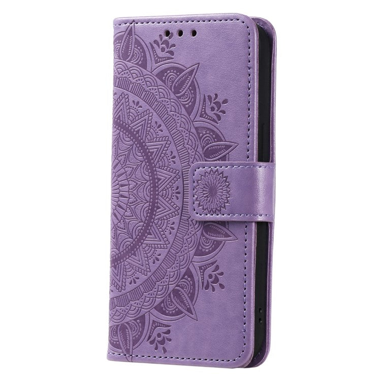 For Motorola Moto G05 4G Case Imprinted Totem PU Leather Wallet Stand Phone Cover - Purple