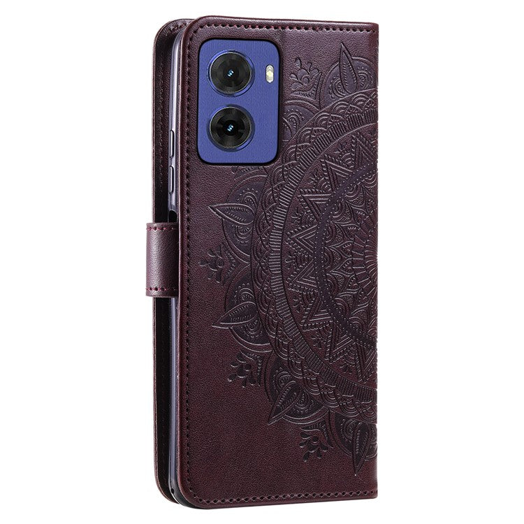 For Motorola Moto G05 4G Case Imprinted Totem PU Leather Wallet Stand Phone Cover - Brown