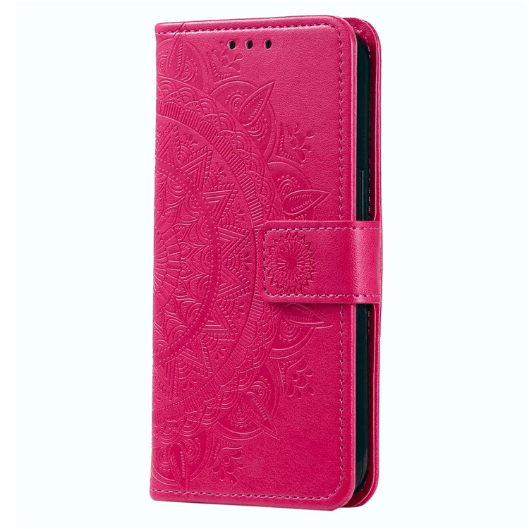 For Motorola Moto G05 4G Case Imprinted Totem PU Leather Wallet Stand Phone Cover - Rose