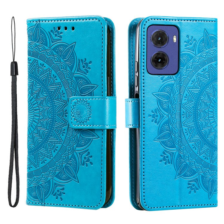For Motorola Moto G05 4G Case Imprinted Totem PU Leather Wallet Stand Phone Cover - Blue