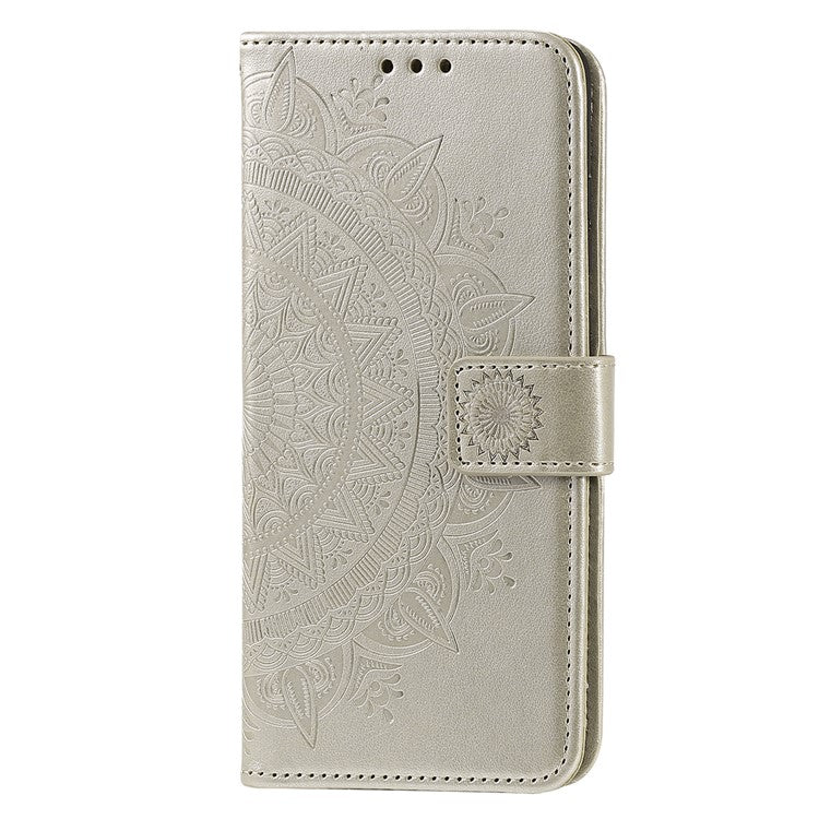 For Motorola Moto G05 4G Case Imprinted Totem PU Leather Wallet Stand Phone Cover - Gold