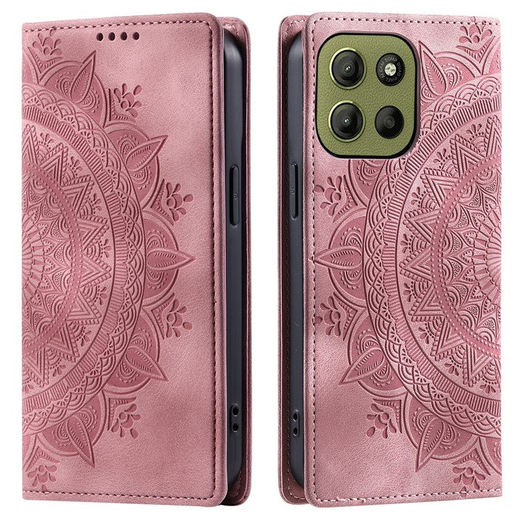 Style-010 For Motorola Moto G15 4G Case Magnetic Closing Leather Phone Cover Pattern Imprinted - Rose Gold