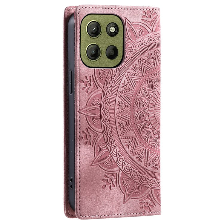 Style-010 For Motorola Moto G15 4G Case Magnetic Closing Leather Phone Cover Pattern Imprinted - Rose Gold