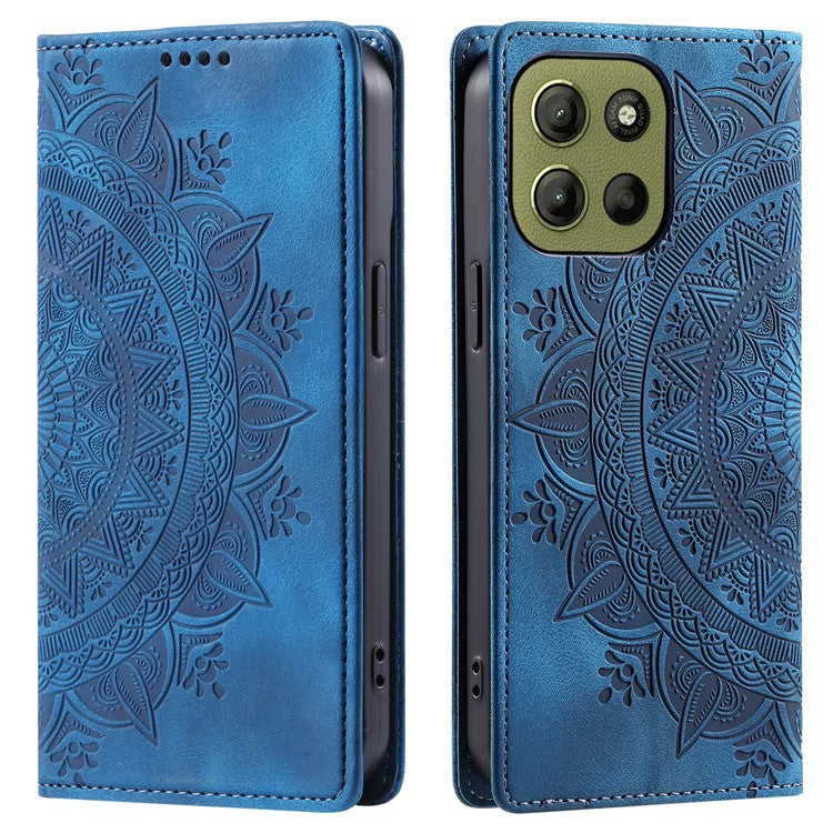 Style-010 For Motorola Moto G15 4G Case Magnetic Closing Leather Phone Cover Pattern Imprinted - Blue