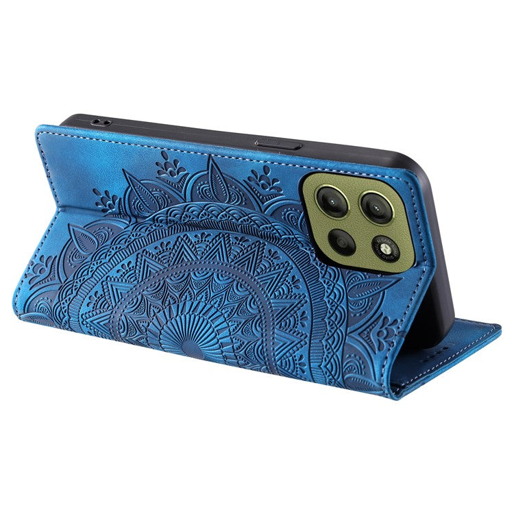 Style-010 For Motorola Moto G15 4G Case Magnetic Closing Leather Phone Cover Pattern Imprinted - Blue