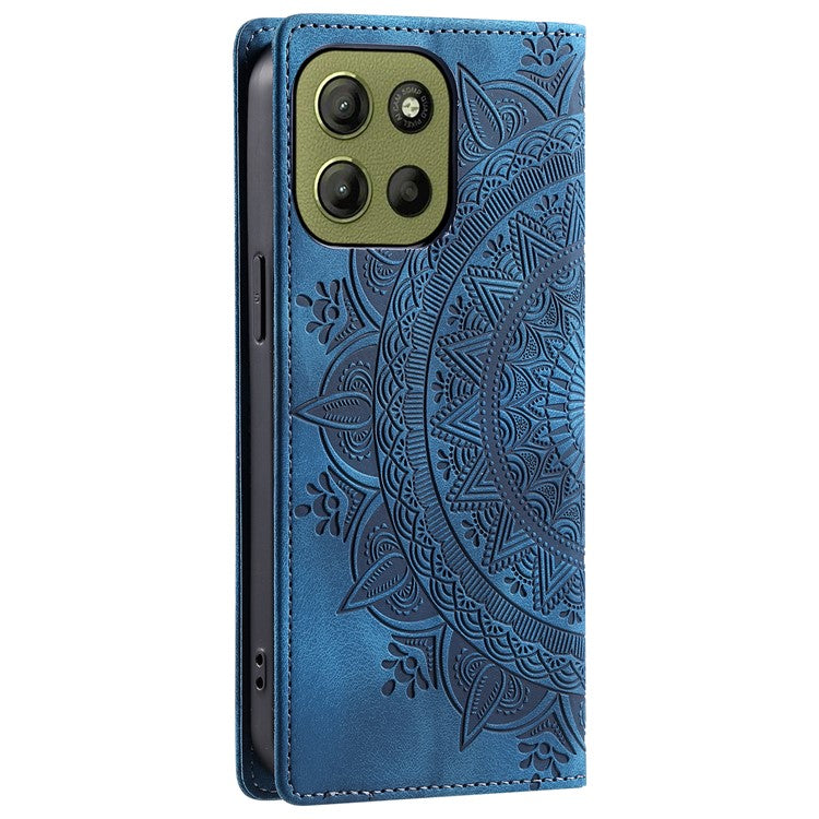 Style-010 For Motorola Moto G15 4G Case Magnetic Closing Leather Phone Cover Pattern Imprinted - Blue