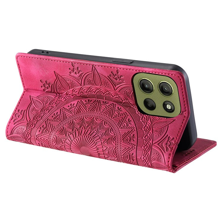 Style-010 For Motorola Moto G15 4G Case Magnetic Closing Leather Phone Cover Pattern Imprinted - Rose