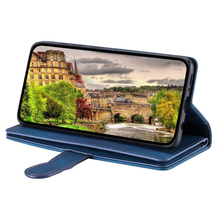 For Motorola Moto G15 4G Case PU Leather Phone Cover with Zipper Wallet 9 Card Slots - Blue