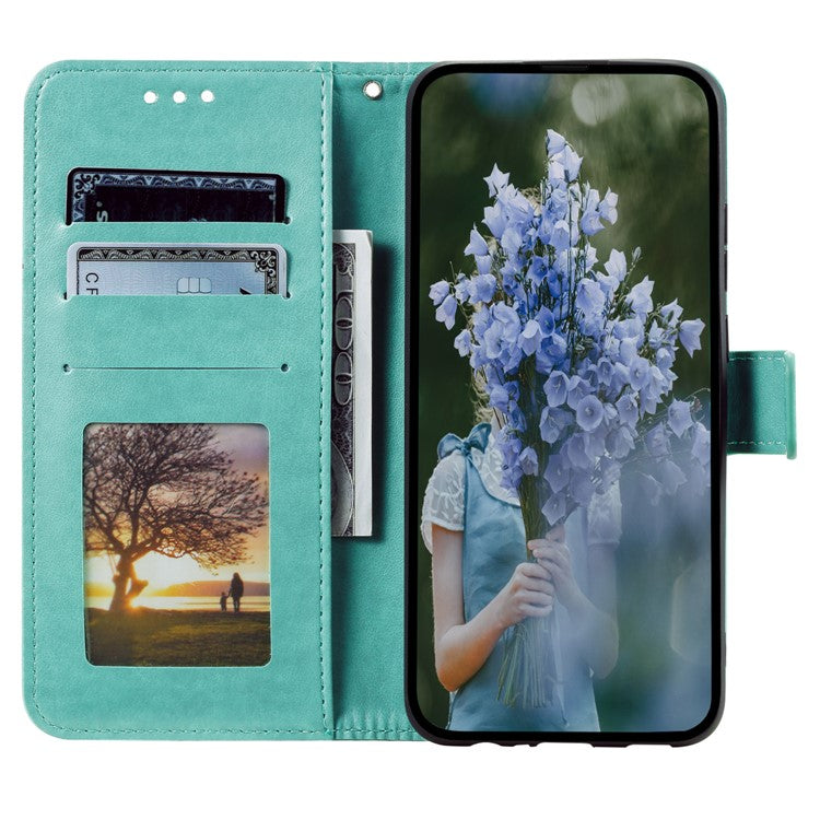 For Motorola Moto G15 4G Case Imprinted Totem PU Leather Wallet Stand Phone Cover - Mint Green