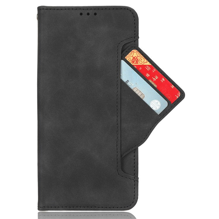For Motorola Moto G15 4G / G15 Power 4G Leather Case Phone Wallet Cover with Multiple Card Slots - Black