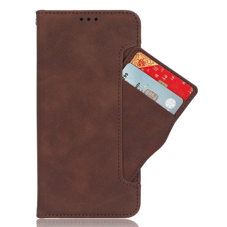 For Motorola Moto G15 4G / G15 Power 4G Leather Case Phone Wallet Cover with Multiple Card Slots - Brown