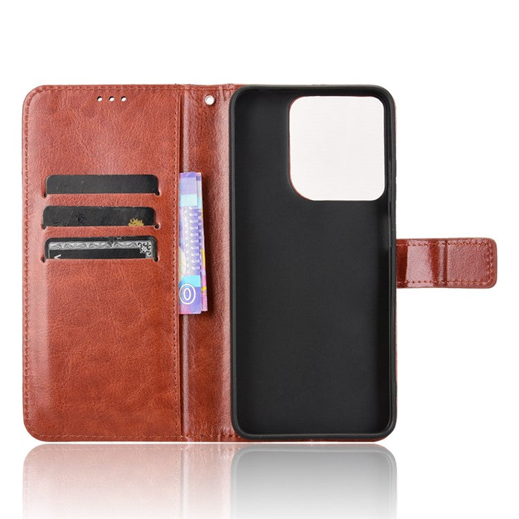 For Motorola Moto G15 4G / G15 Power 4G Case Crazy Horse Texture PU Leather Phone Wallet Cover - Brown