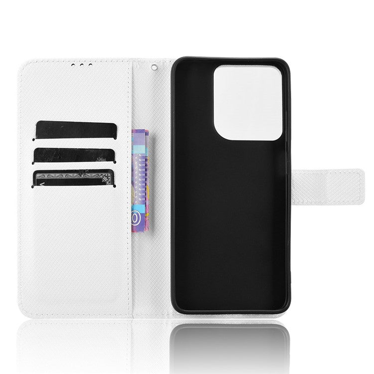 For Motorola Moto G15 4G / G15 Power 4G Case PU Leather Diamond Texture Wallet Phone Cover - White