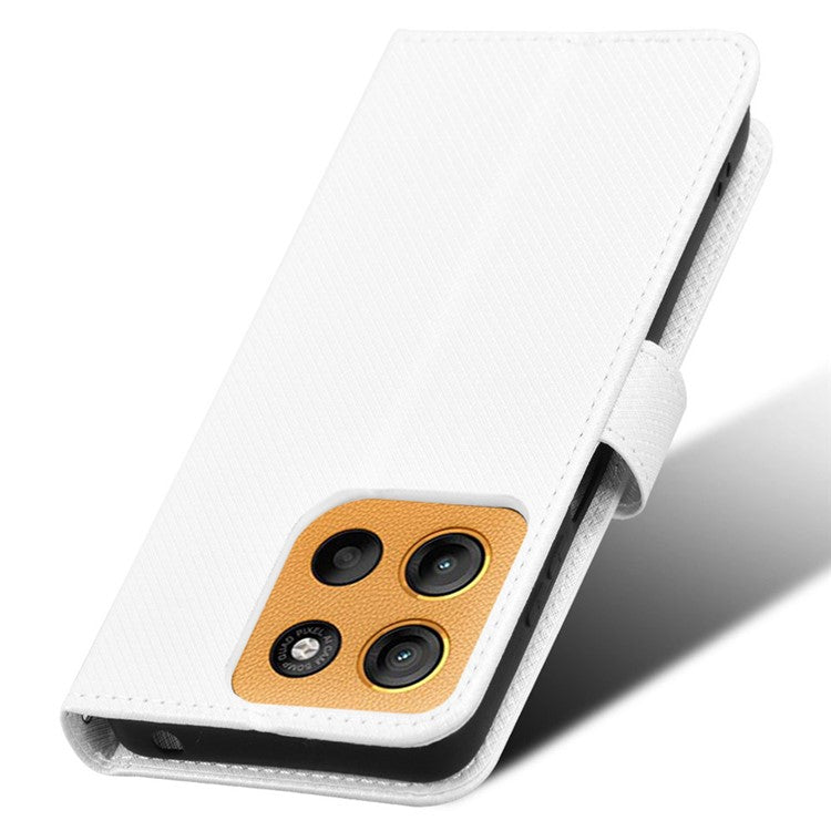 For Motorola Moto G15 4G / G15 Power 4G Case PU Leather Diamond Texture Wallet Phone Cover - White