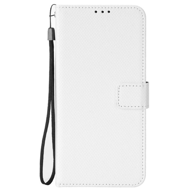 For Motorola Moto G15 4G / G15 Power 4G Case PU Leather Diamond Texture Wallet Phone Cover - White
